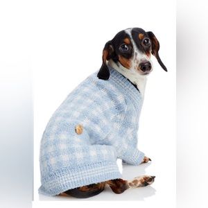 NWT Aqua Cardigan Dog Sweater in Baby Blue / White Checker - Size XS